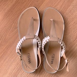 New VANELi white and nude sandals, size 8 Narrow (AA)